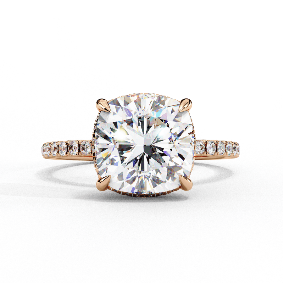 Cushion-Cut Solitaire Engagement Ring with Pavé Diamonds – product image 3