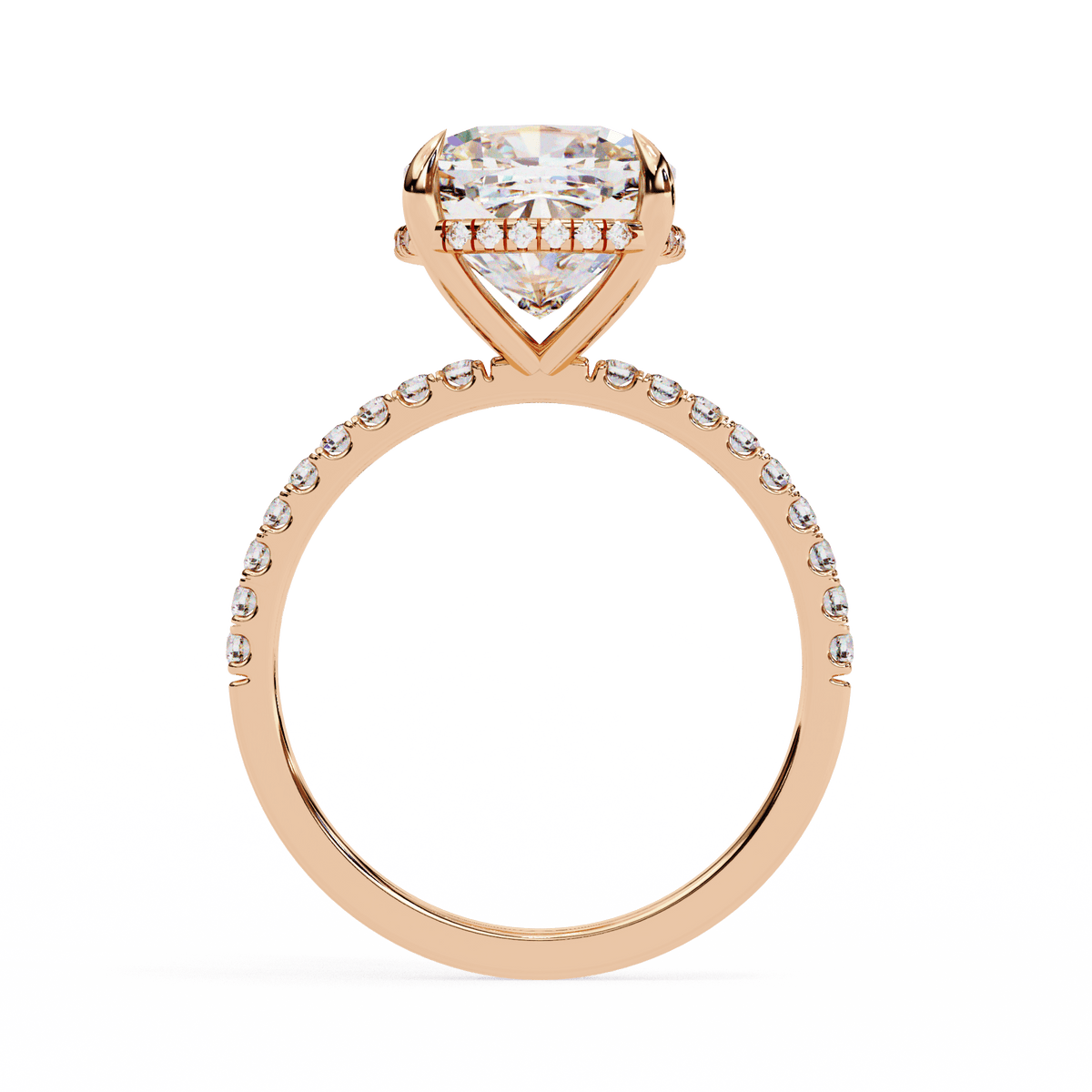 Cushion-Cut Solitaire Engagement Ring with Pavé Diamonds – product image 9