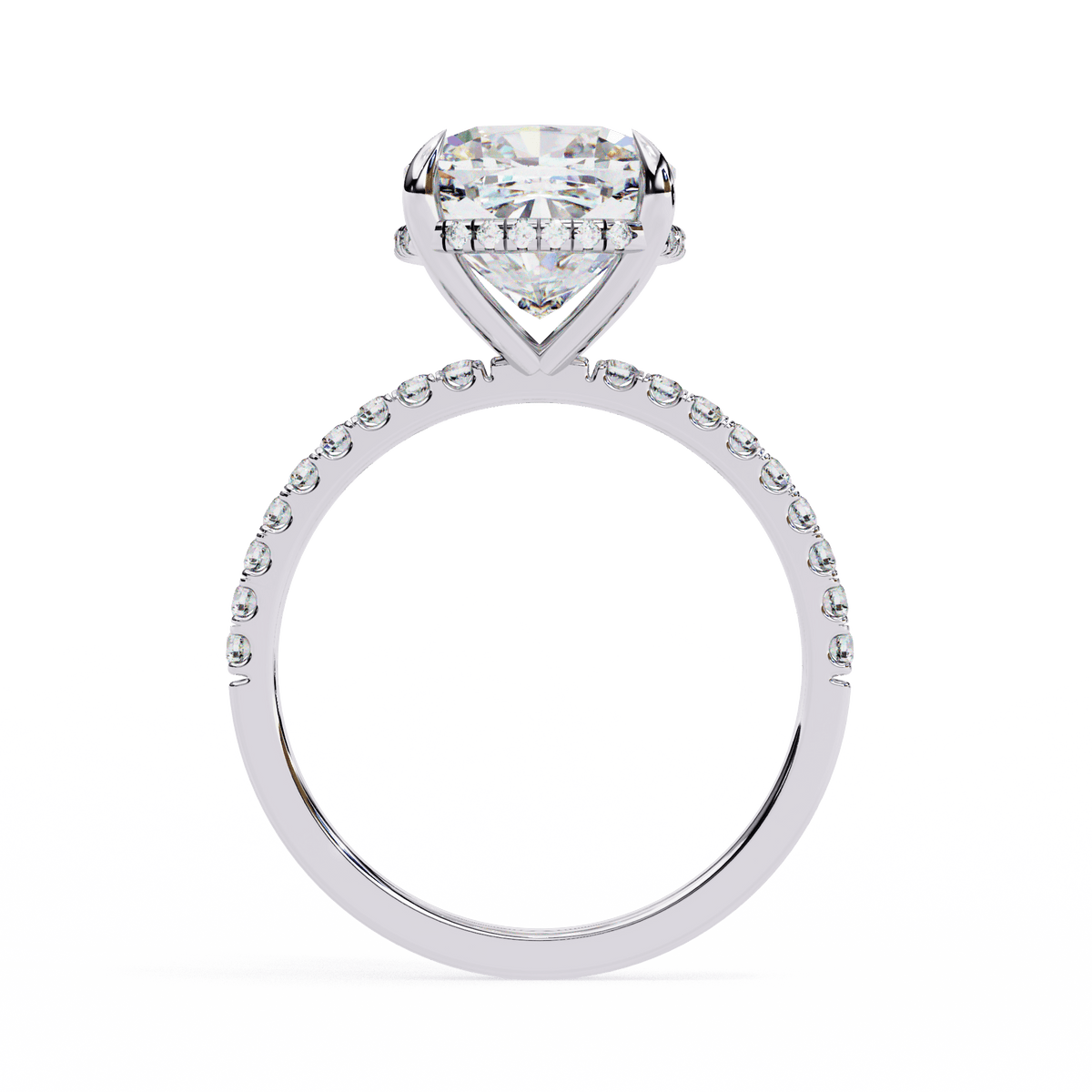 Cushion-Cut Solitaire Engagement Ring with Pavé Diamonds – product image 10