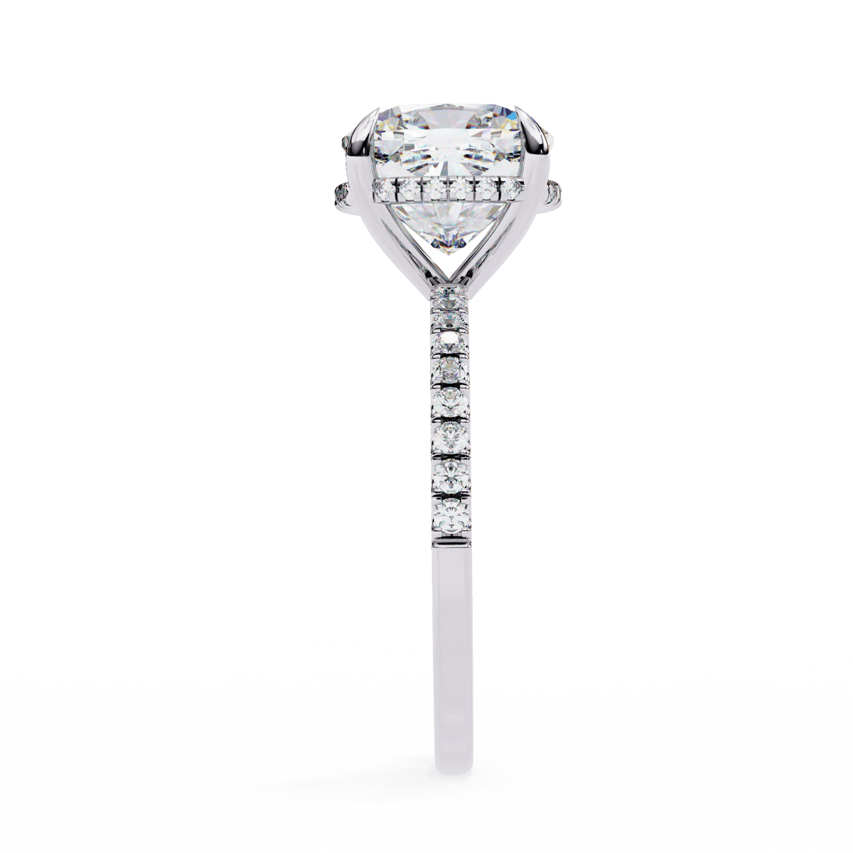 Cushion-Cut Solitaire Engagement Ring with Pavé Diamonds – product image 11