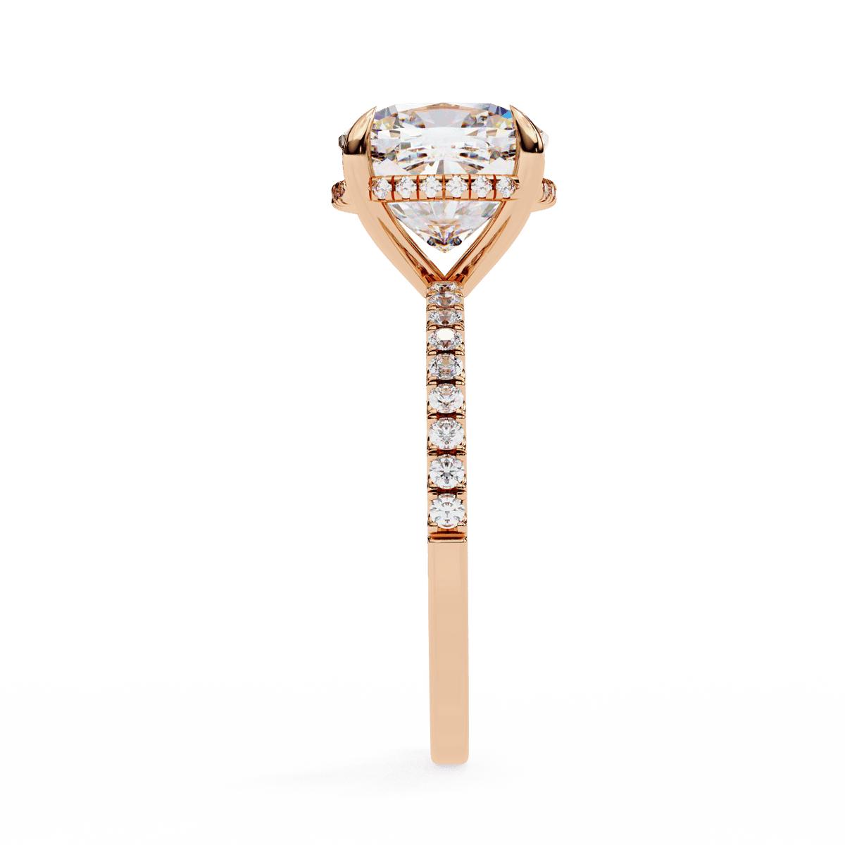 Cushion-Cut Solitaire Engagement Ring with Pavé Diamonds – product image 12