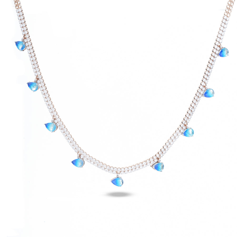 Double-Row Lab-Grown Diamond & Blue Topaz Drop Tennis Choker – product image 2