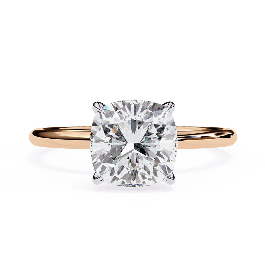 A round-cut diamond ring with a gold band