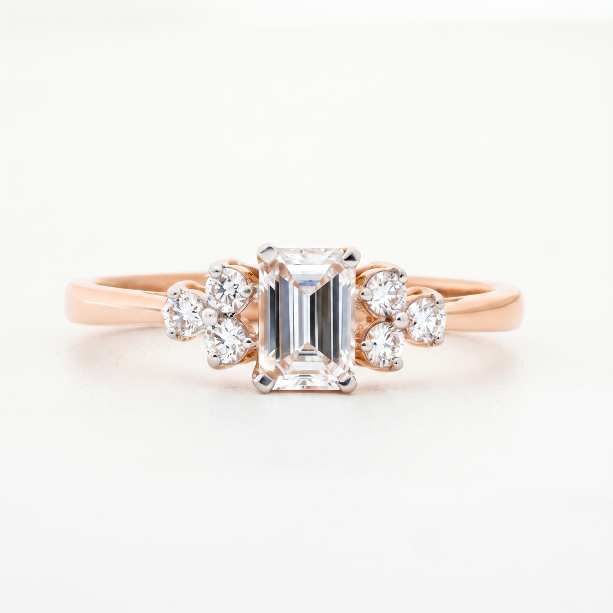 Emerald Cut Diamond Cluster Engagement Ring – product image 1