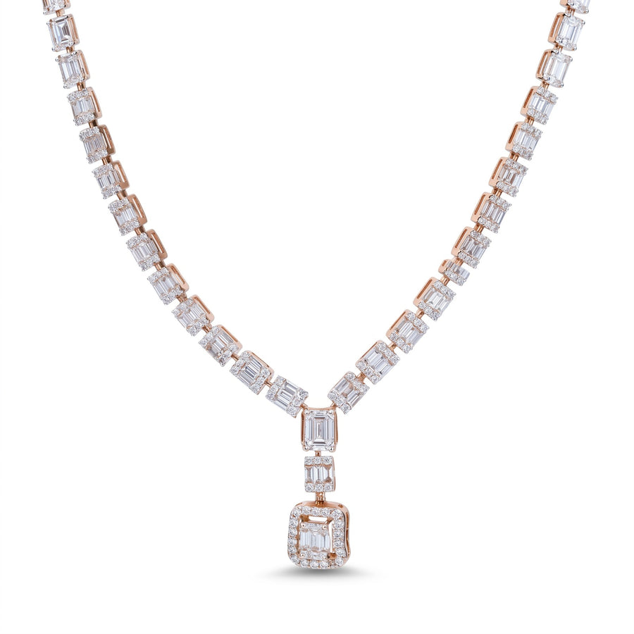 Emerald Cut Diamond Tennis Necklace
