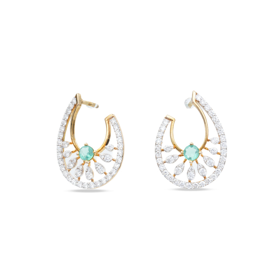 Emerald Eclipse Floral Hoop Earrings – product image 2