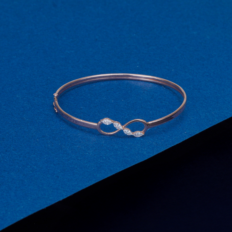 Rose gold infinity lab diamond bangle with marquise-cut lab-grown diamonds