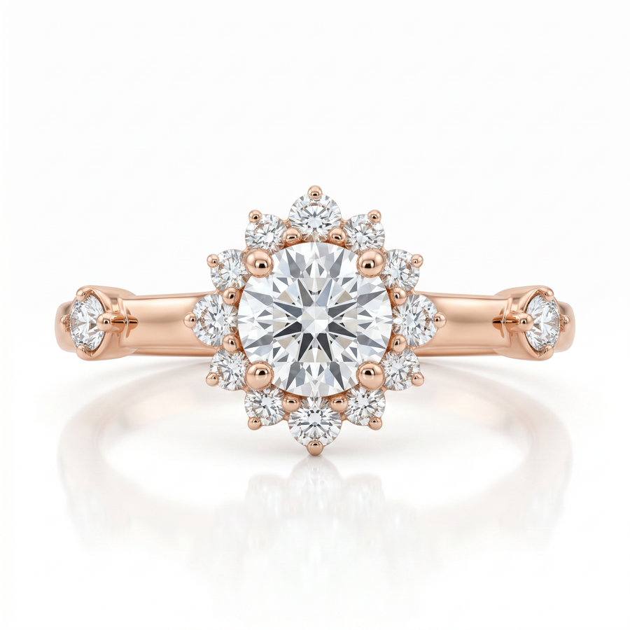 Fiori Floral Halo Diamond Engagement Ring – product image 2