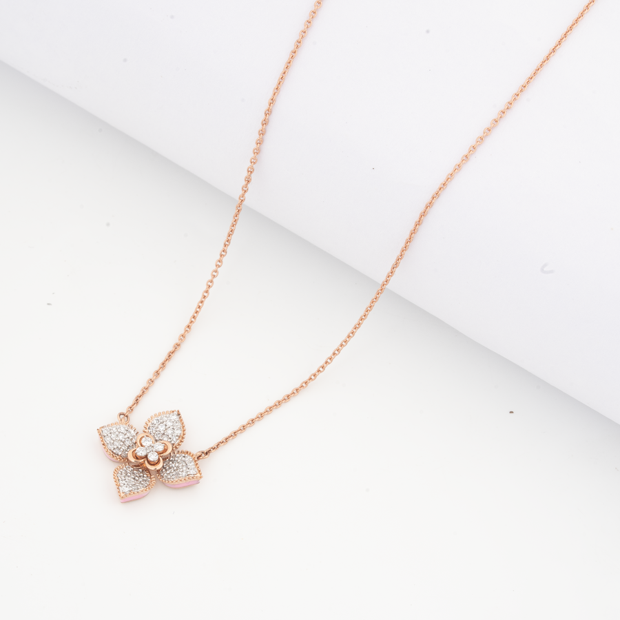 Floral Pavé Diamond Pendant Necklace – product image 3