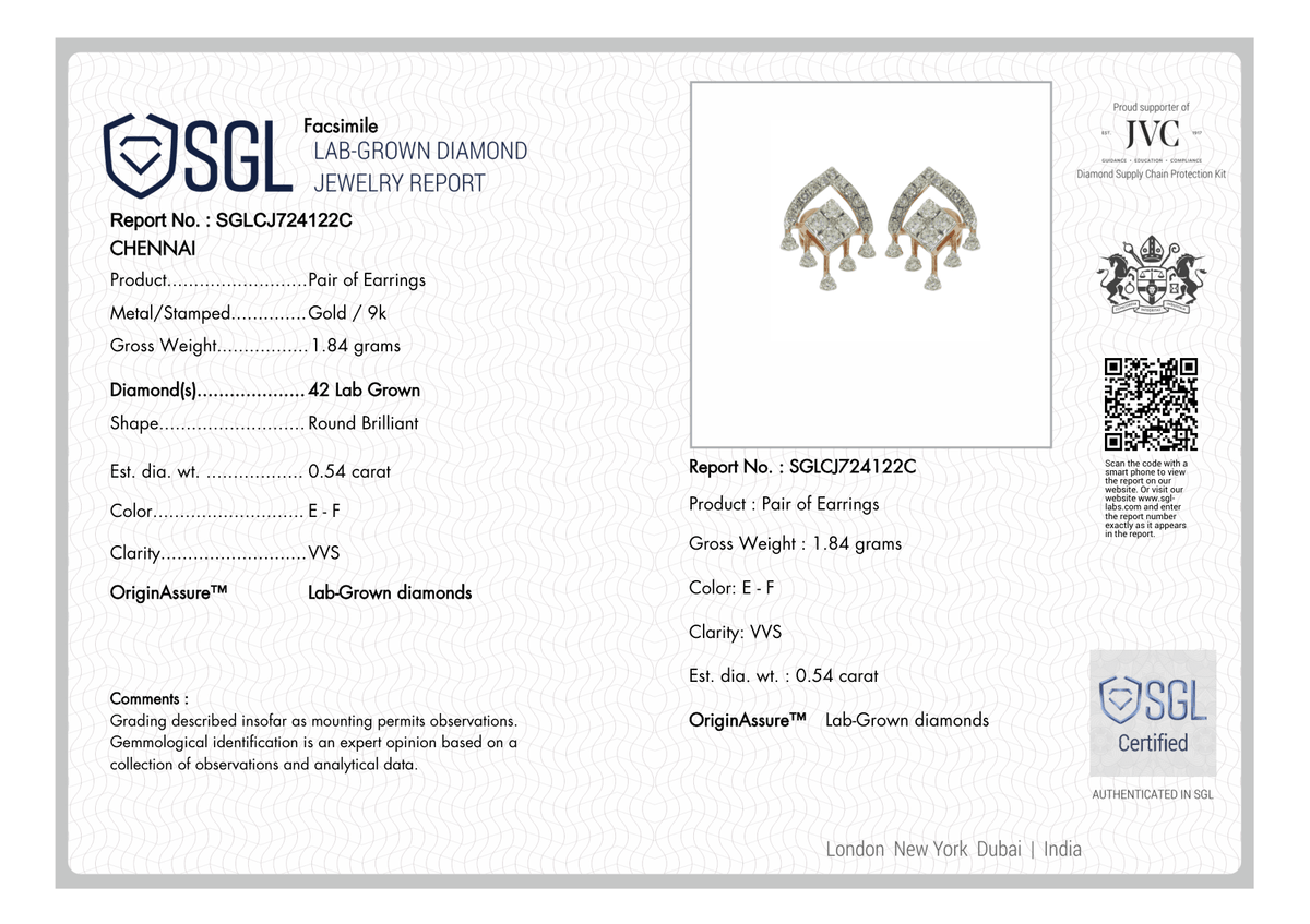 Kalista Lab Grown Diamond Dangle Earrings – product image 2
