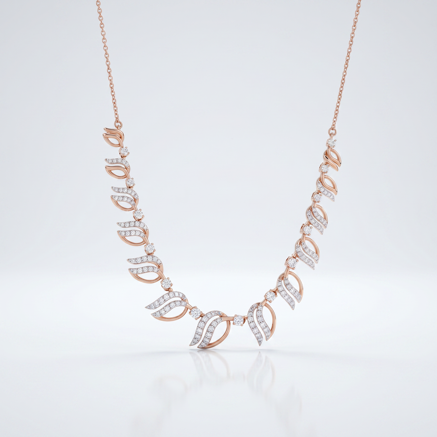 Leaf Motif Diamond Pendant Necklace – product image 2