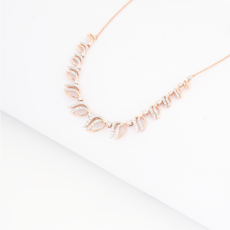 Leaf Motif Diamond Pendant Necklace – product image 3