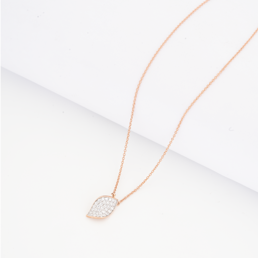 Leaf Pavé Diamond Pendant Necklace – product image 3