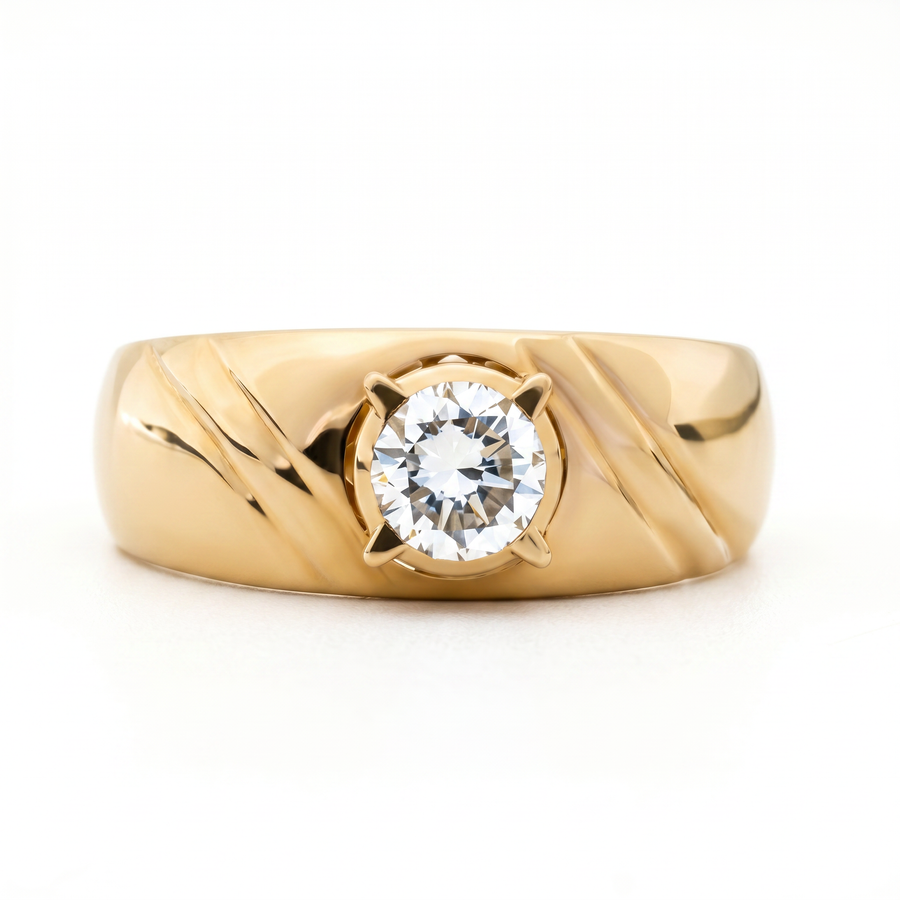 Men's Round Solitaire Lab Created Diamond Band Ring – product image 2