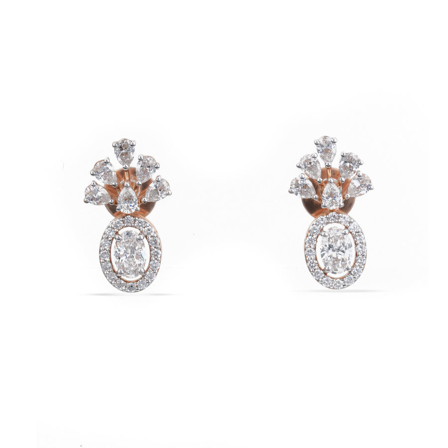 Oval Halo Tiara Lab-Grown Diamond Drop Earrings – product image 2