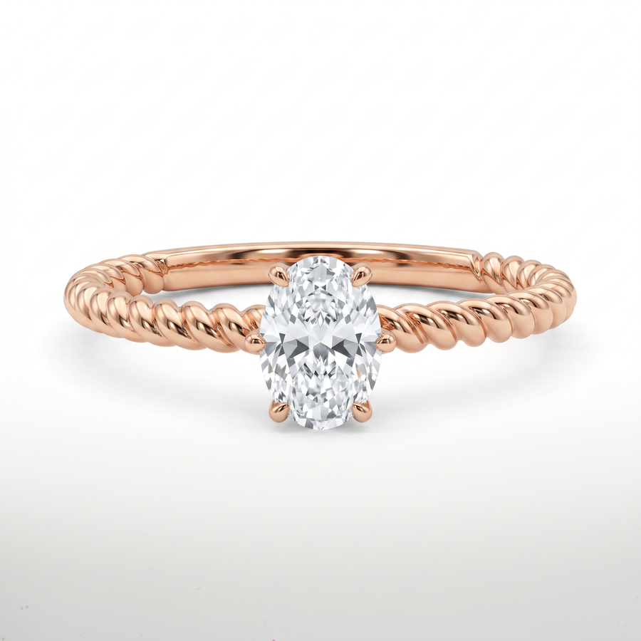 Oval Solitaire Twisted Band Diamond Engagement Ring – product image 3