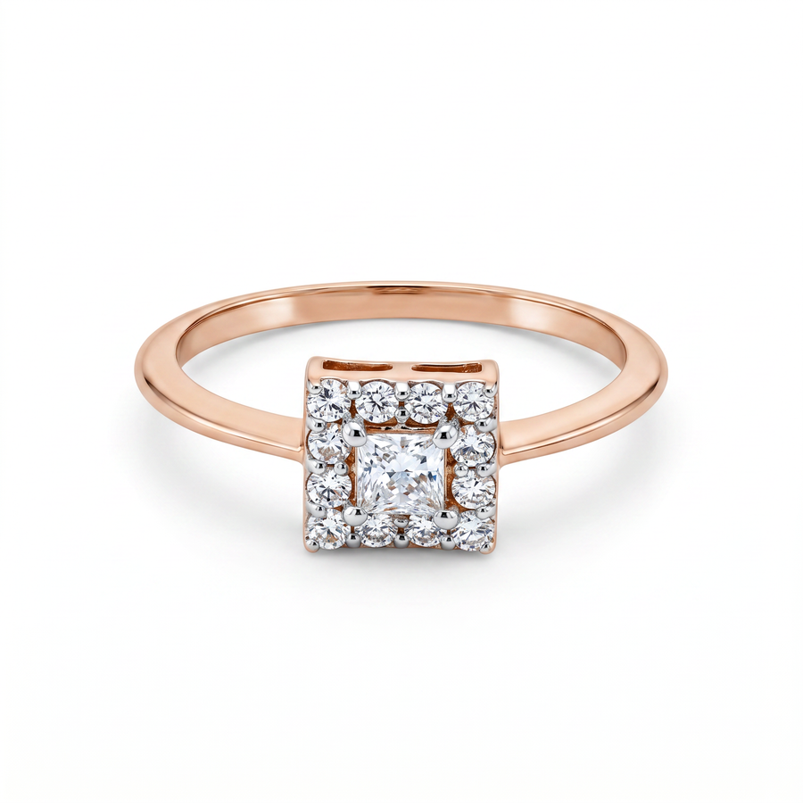 Princess Cut Halo Lab Grown Diamond Engagement Ring