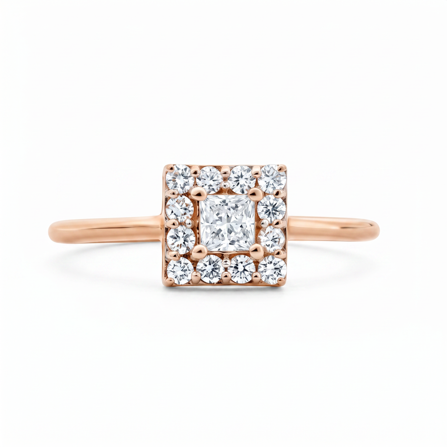 Princess Cut Halo Lab Grown Diamond Engagement Ring – product image 2