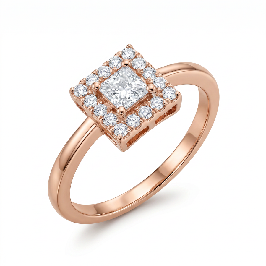 Princess Cut Halo Lab Grown Diamond Engagement Ring – product image 3