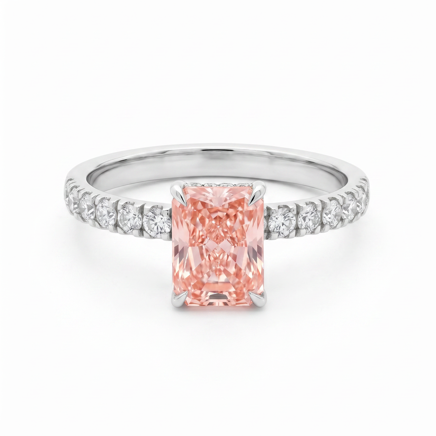 Radiant Cut Pink Lab Grown Diamond Solitaire Ring