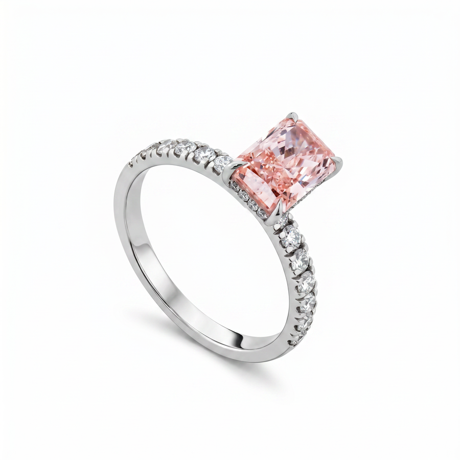 Radiant Cut Pink Lab Grown Diamond Solitaire Ring – product image 3