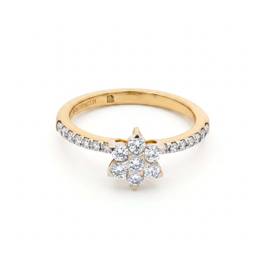 Round Brilliant Diamond Starburst Cluster Ring