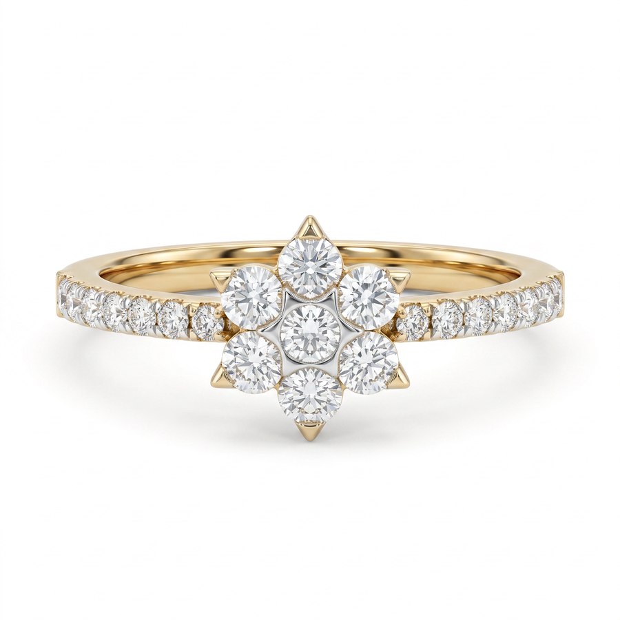 Round Brilliant Diamond Starburst Cluster Ring – product image 2