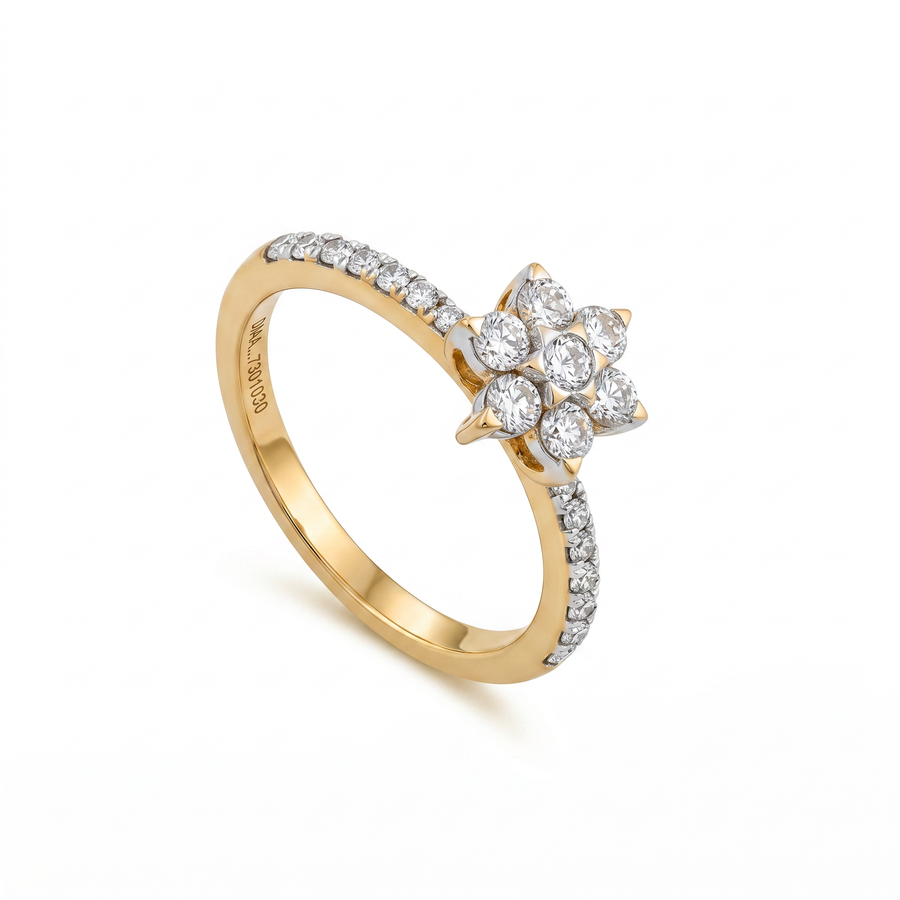 Round Brilliant Diamond Starburst Cluster Ring – product image 3