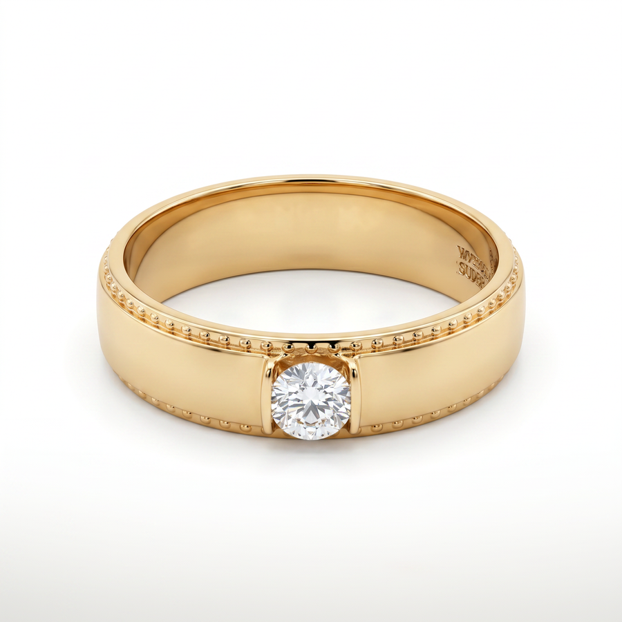 Round Lab Grown Diamond Signet Ring