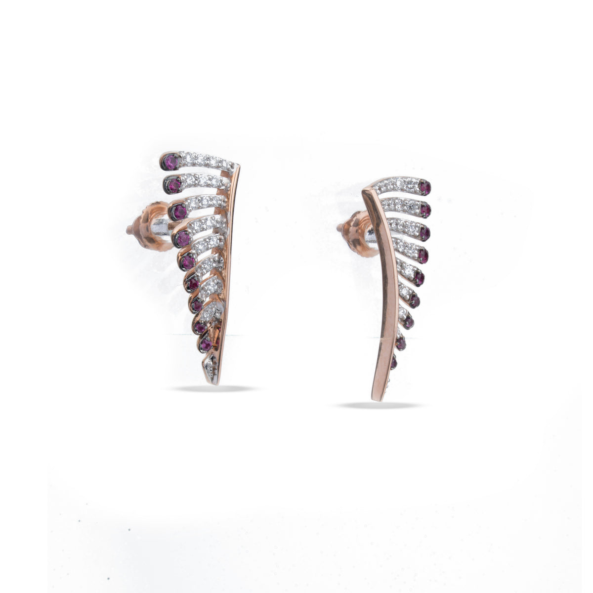 Ruby Feather Diamond Ear Climbers – product image 2