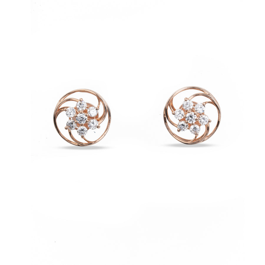 Spiral Whirl Floral Diamond Stud Earrings – product image 2