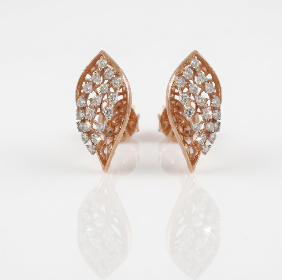 Thalia Bloom Elegant Diamond Leaf Earrings