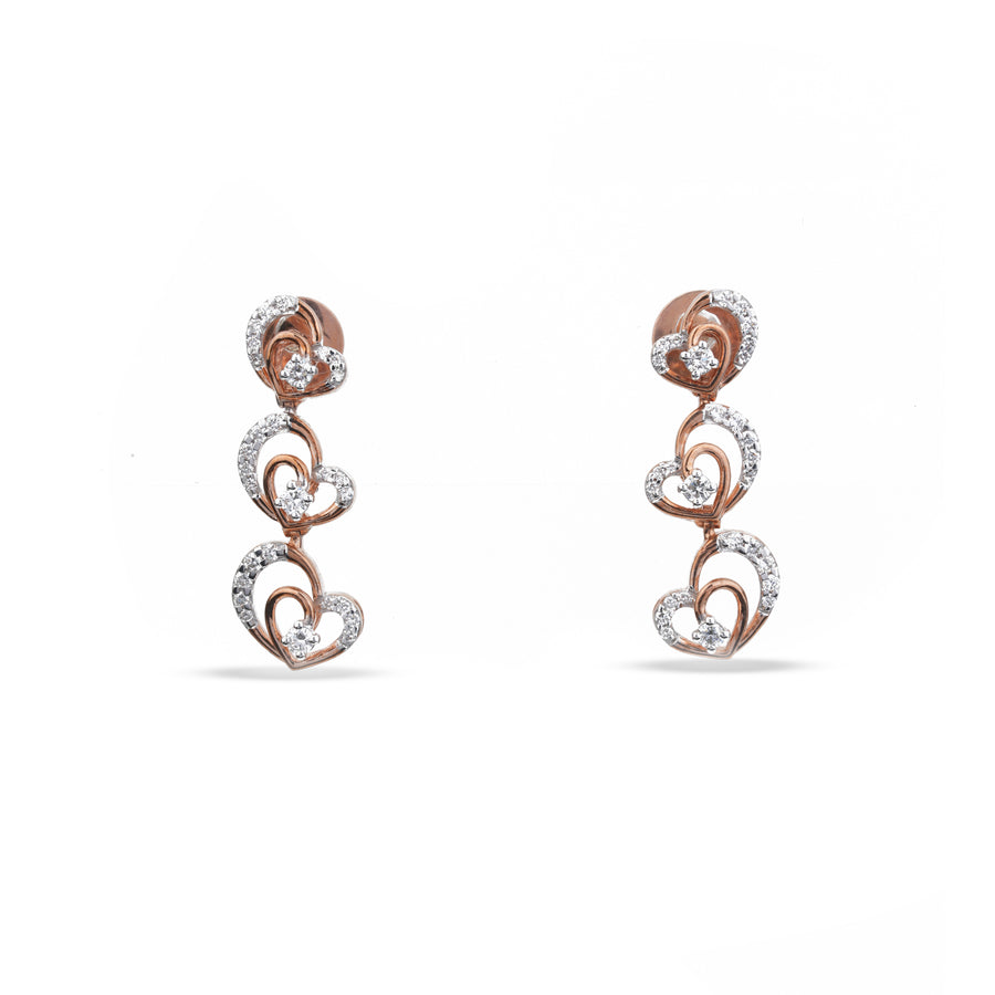 Triple Heart Diamond Drop Earrings – product image 2