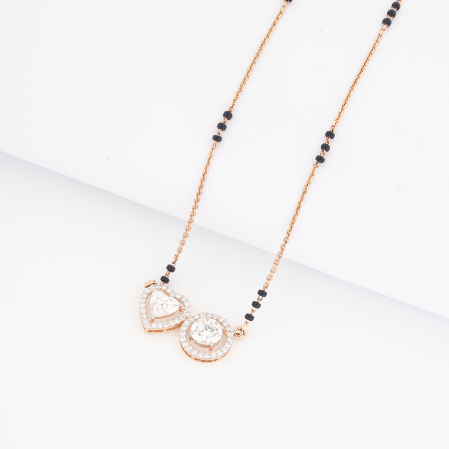 Twin Halo Diamond Mangalsutra Pendant – product image 3