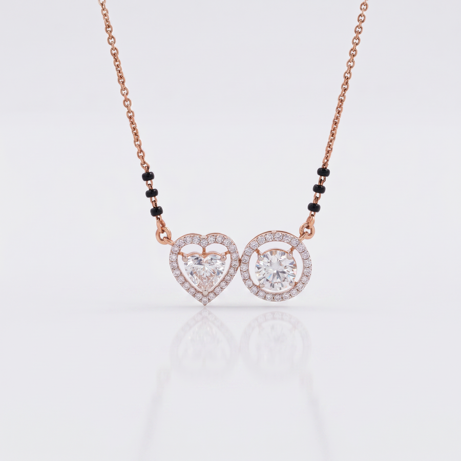 Twin Halo Diamond Mangalsutra Pendant – product image 4