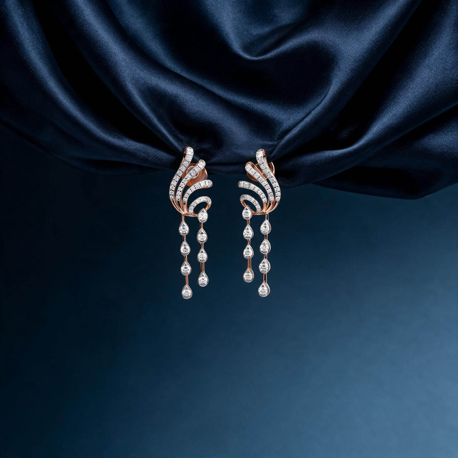 Wave Cascade Lab-Grown Diamond Drop Earrings