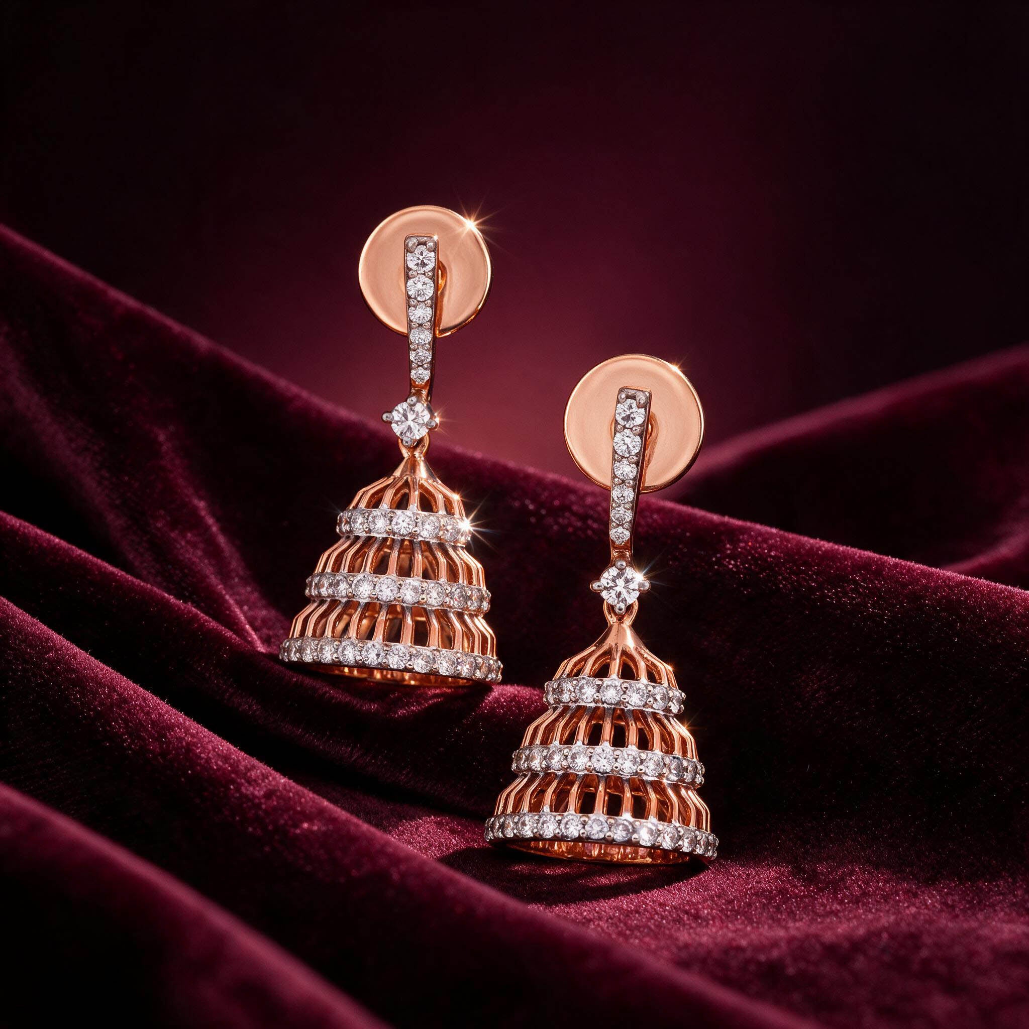 Shikharthea 9KT Lab Diamond Jhumka Earrings