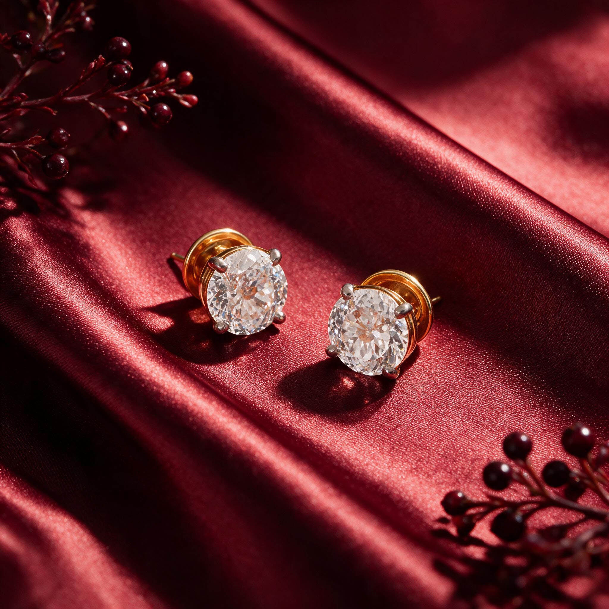 Portuguese Cut Diamond Stud Earrings