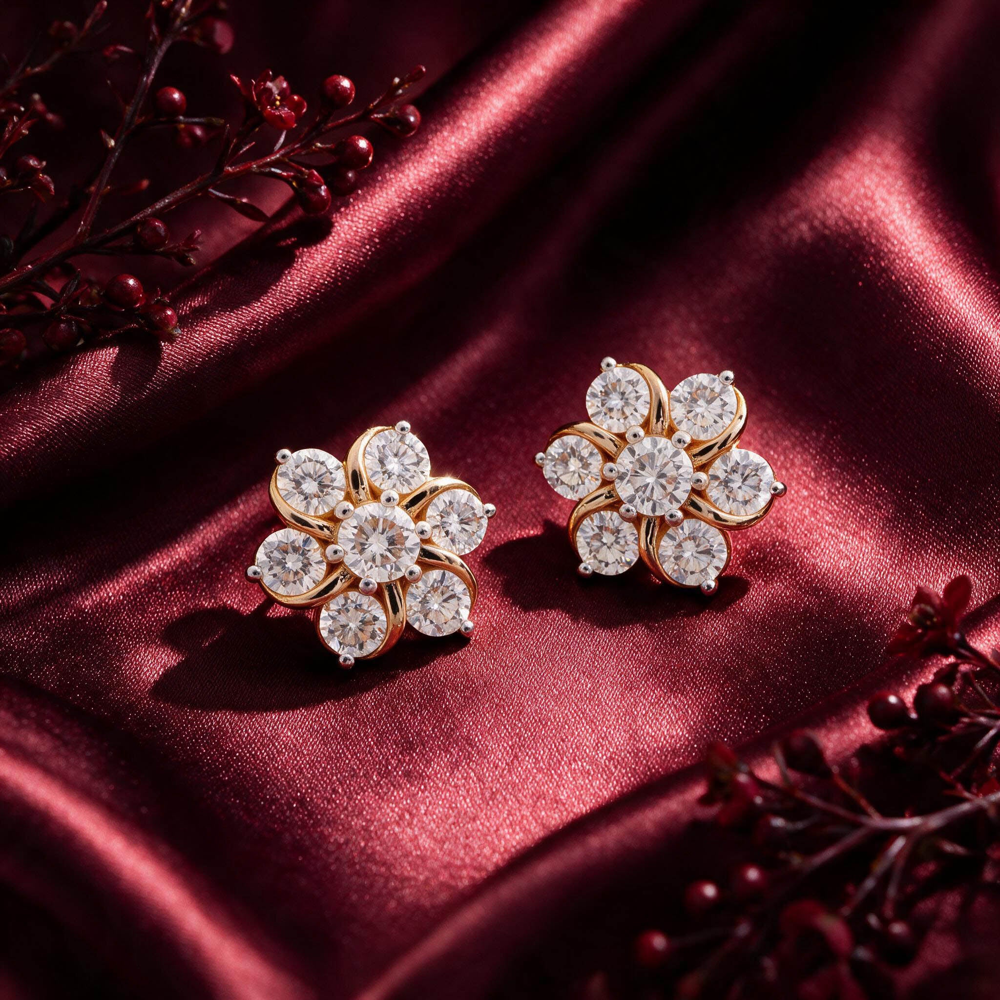 Rosette Lab Grown Diamond Stud Earrings
