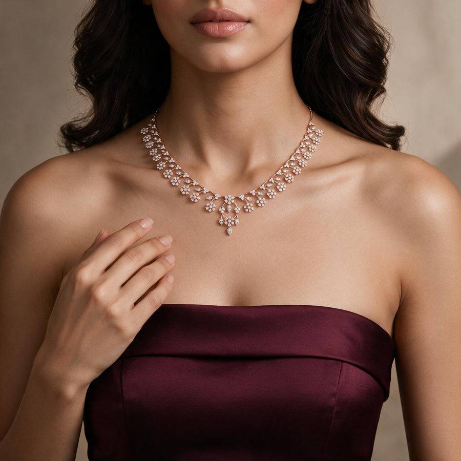 Crescent Fringe Lab-Grown Diamond Necklace