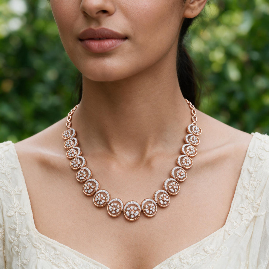 Circular Filigree Medallion Diamond Necklace