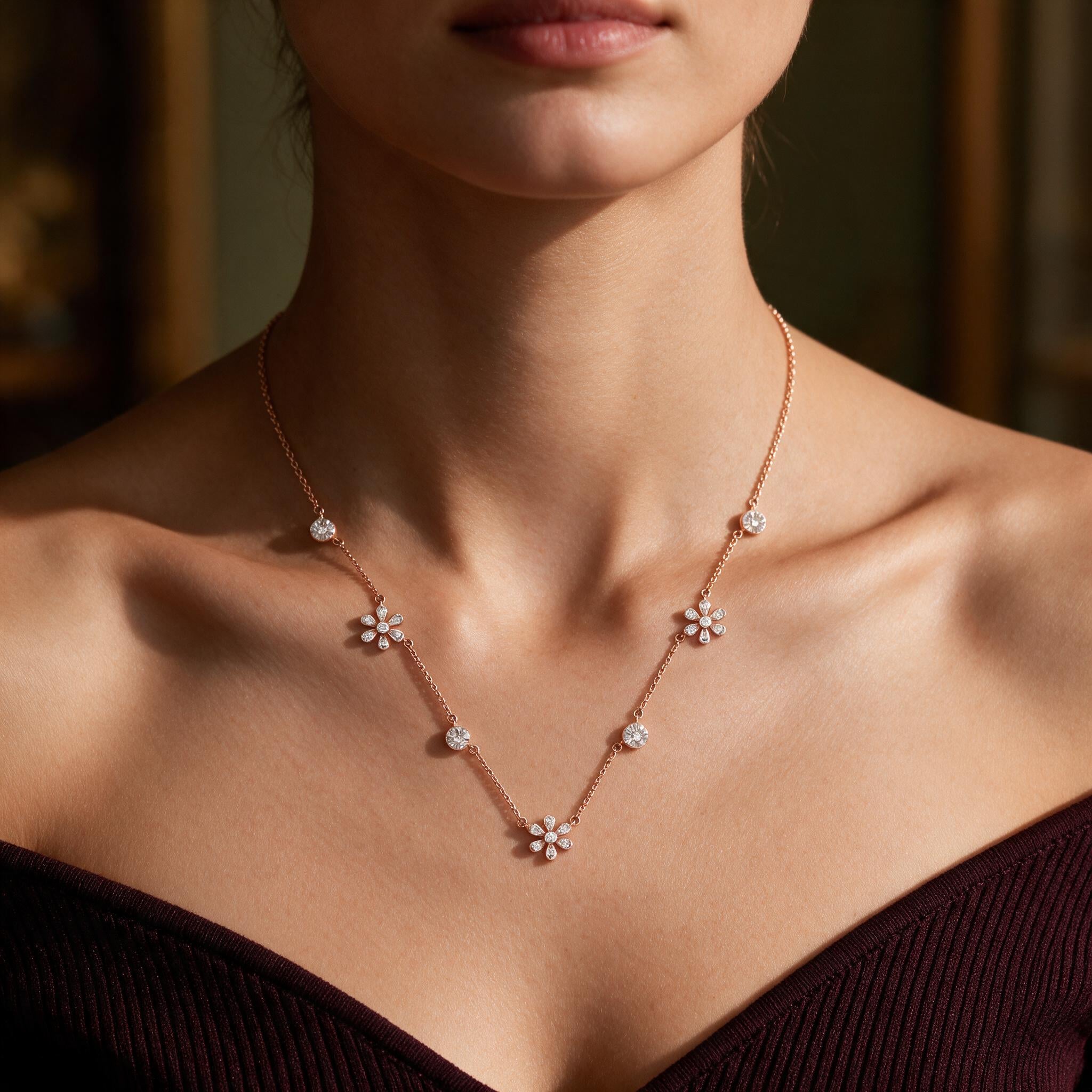 Daisy Diamond Station Necklace