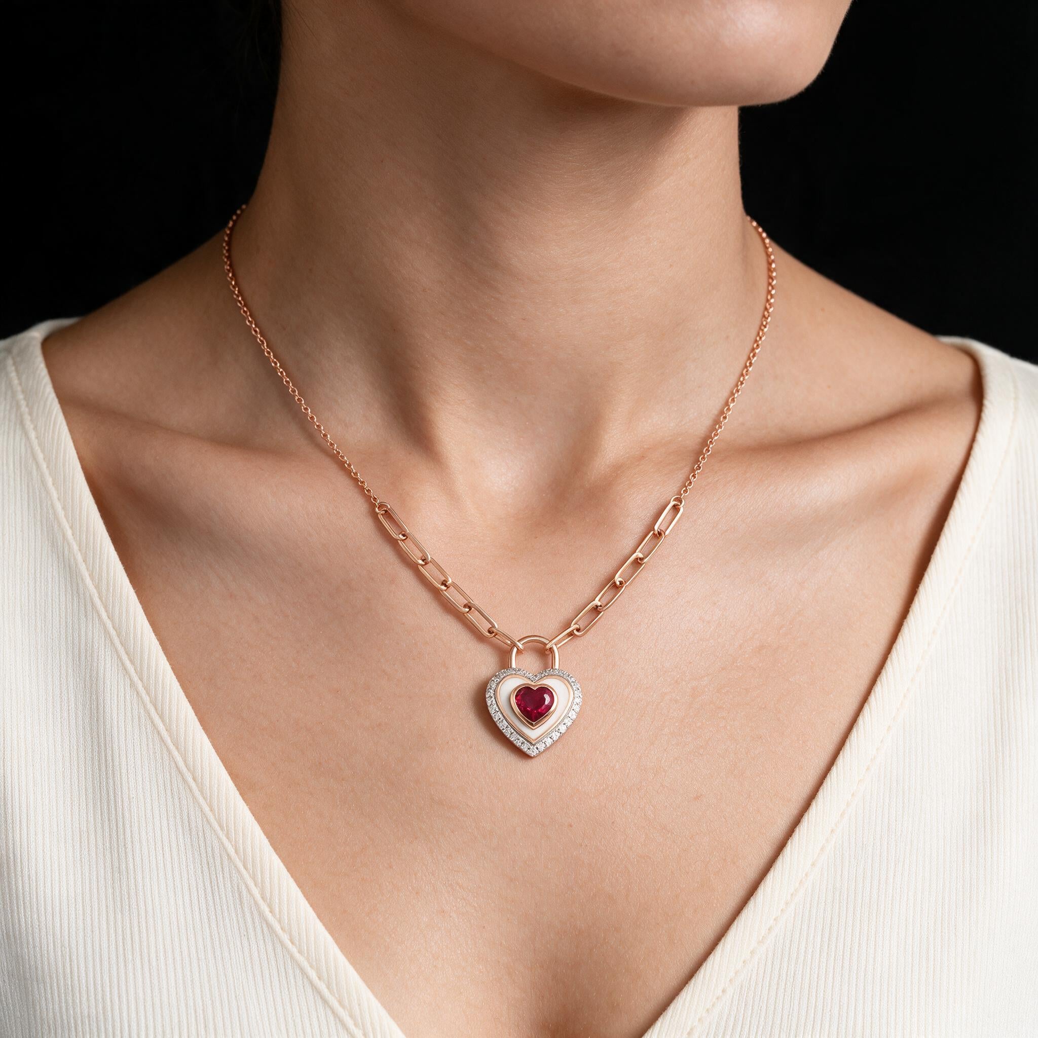 Heart Halo Diamond Pendant Necklace