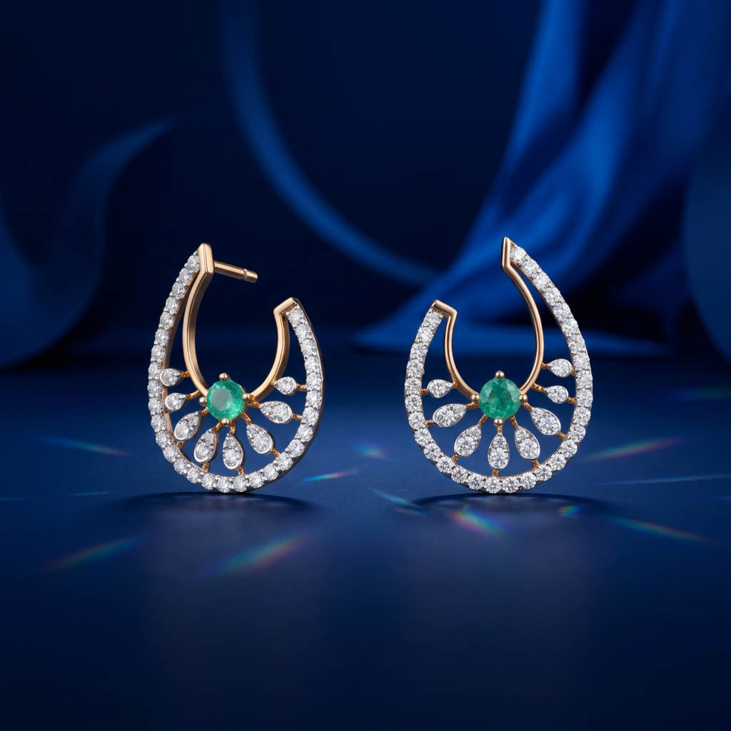 Emerald Eclipse Floral Hoop Earrings