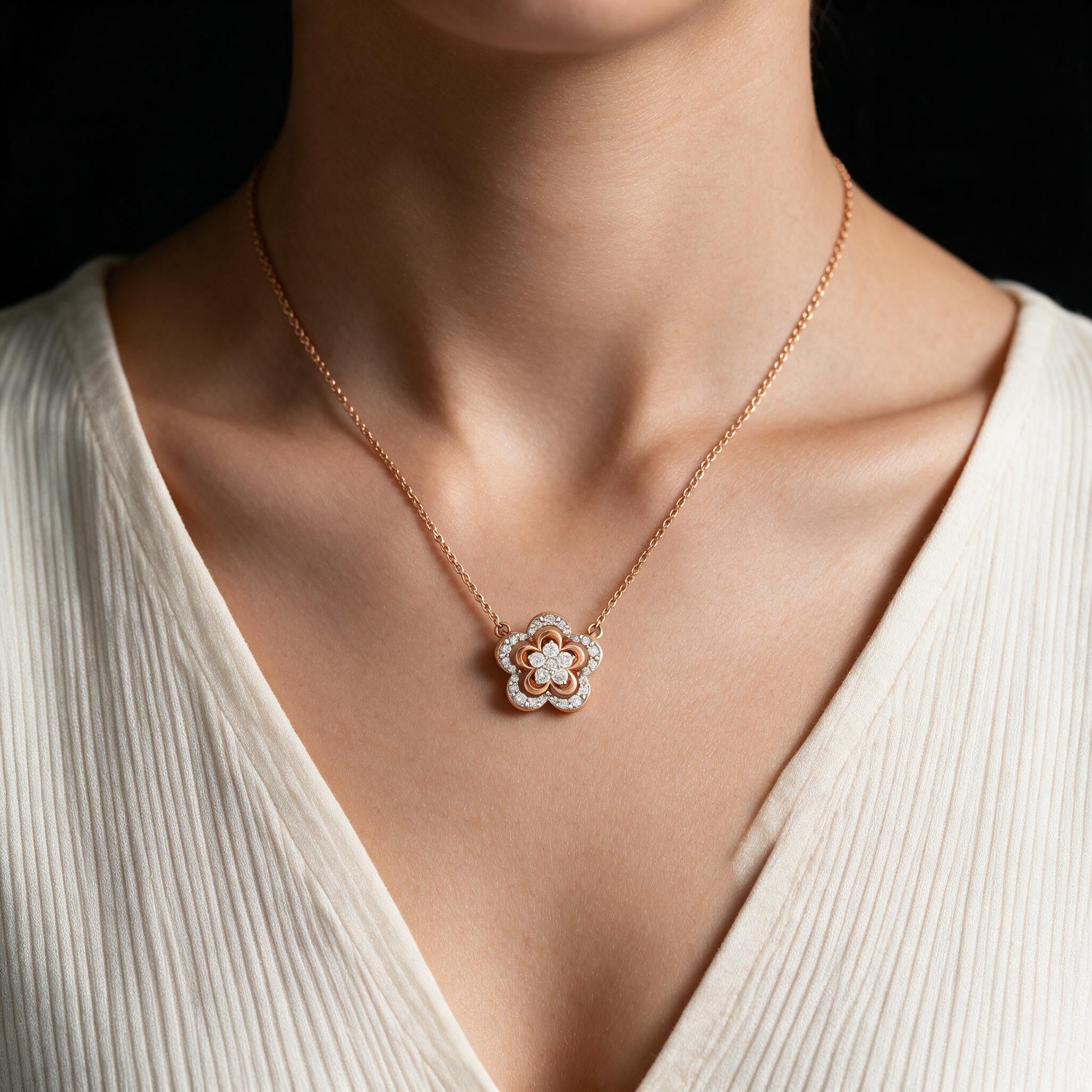 Clover Diamond Pendant Necklace