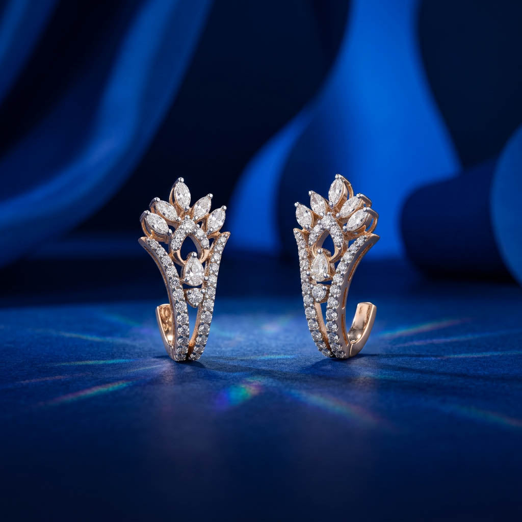 Marquise Tiara Crown J-Hoop Earrings