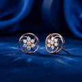 Spiral Whirl Floral Diamond Stud Earrings
