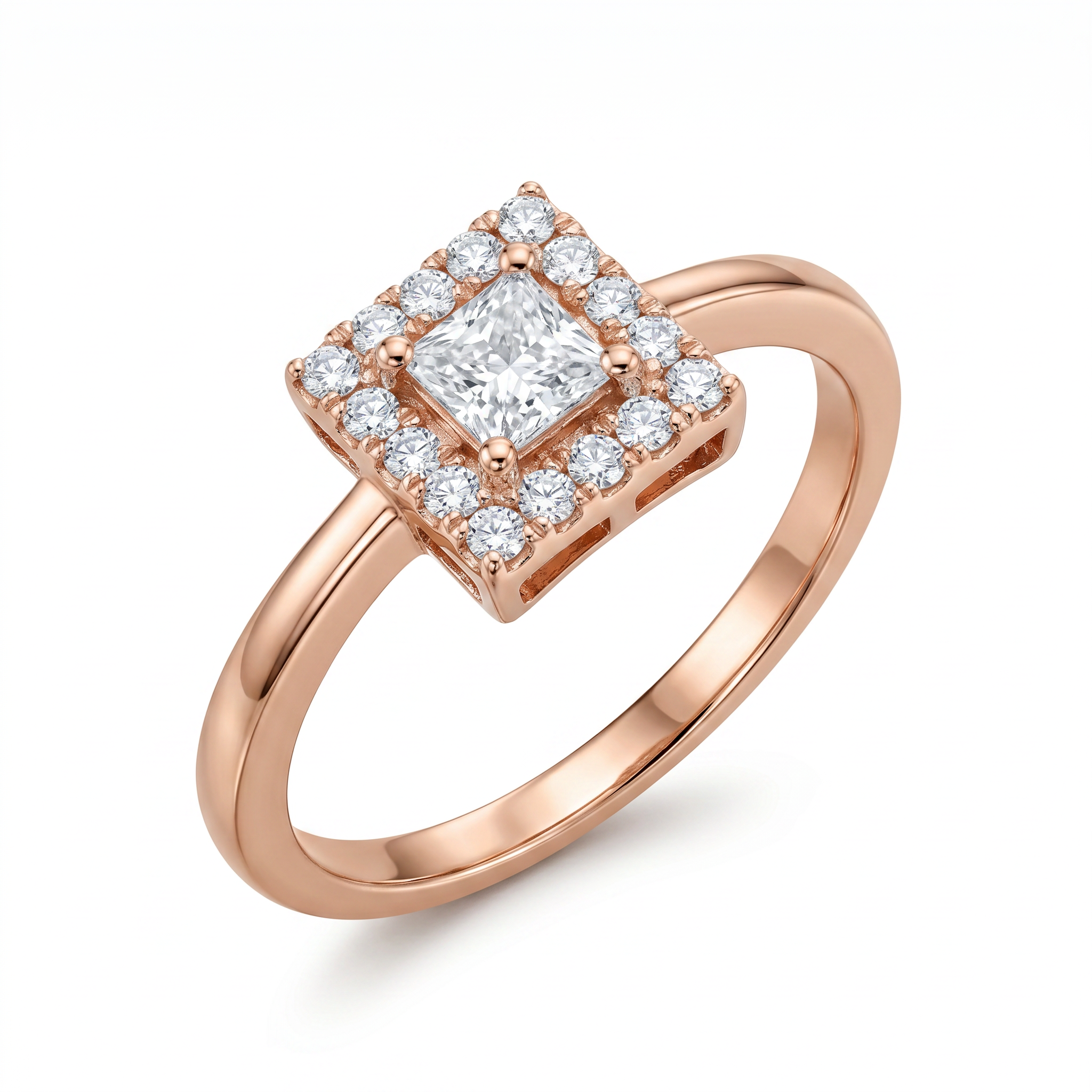 Princess Cut Halo Lab Grown Diamond Engagement Ring