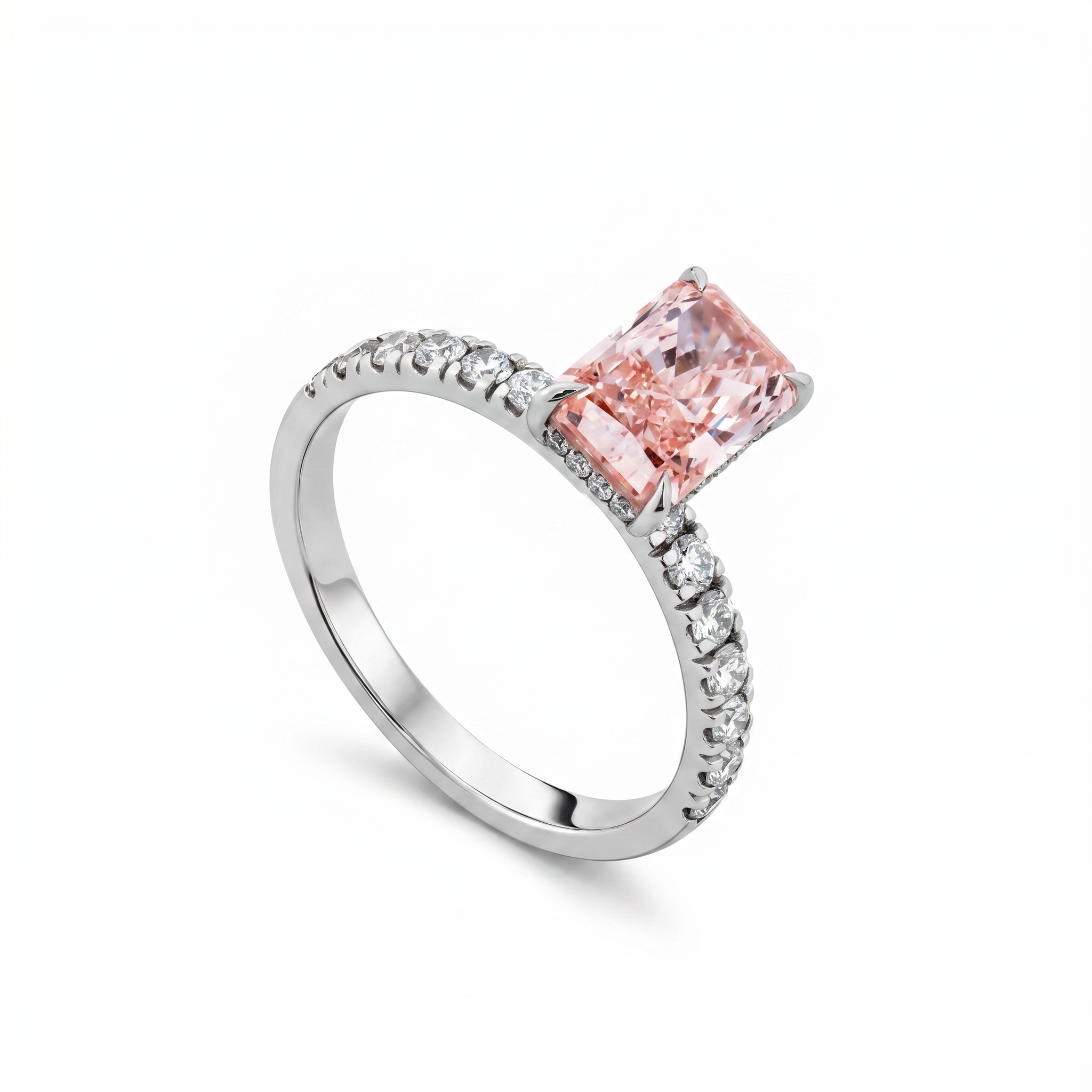 Radiant Cut Pink Lab Grown Diamond Solitaire Ring