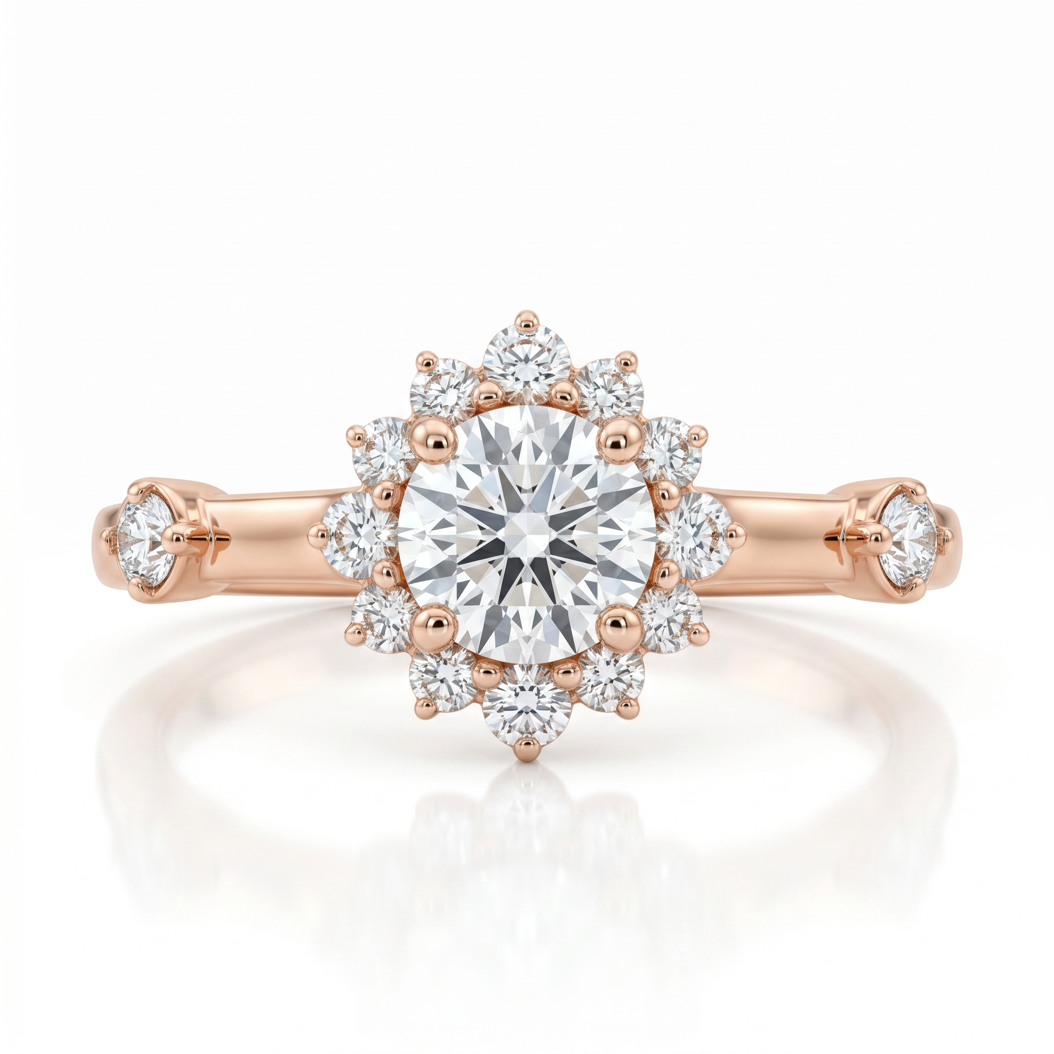 Fiori Floral Halo Diamond Engagement Ring